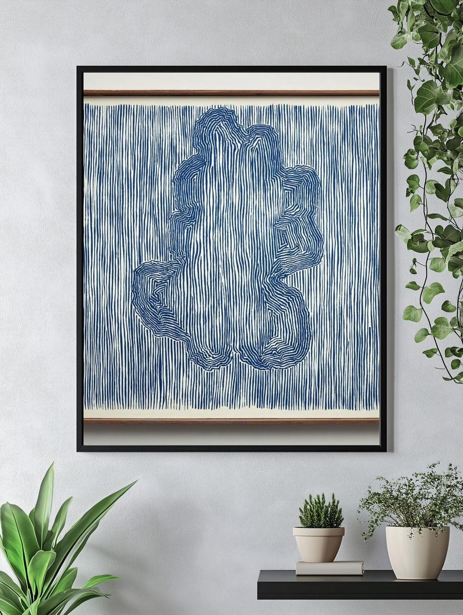 Abstract Blue Lines Poster. — room view 4
