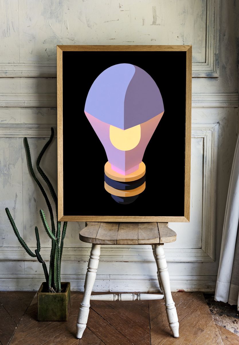 Pastel Light Bulb Abstract Poster. — room view 1