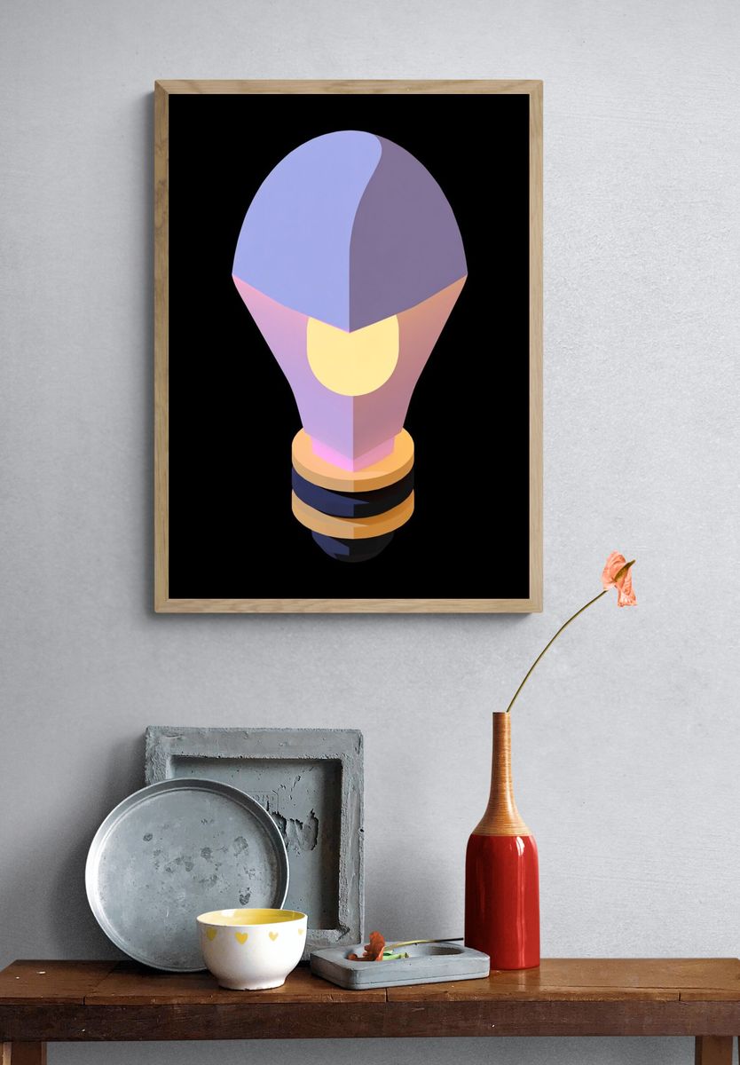 Pastel Light Bulb Abstract Poster. — room view 3