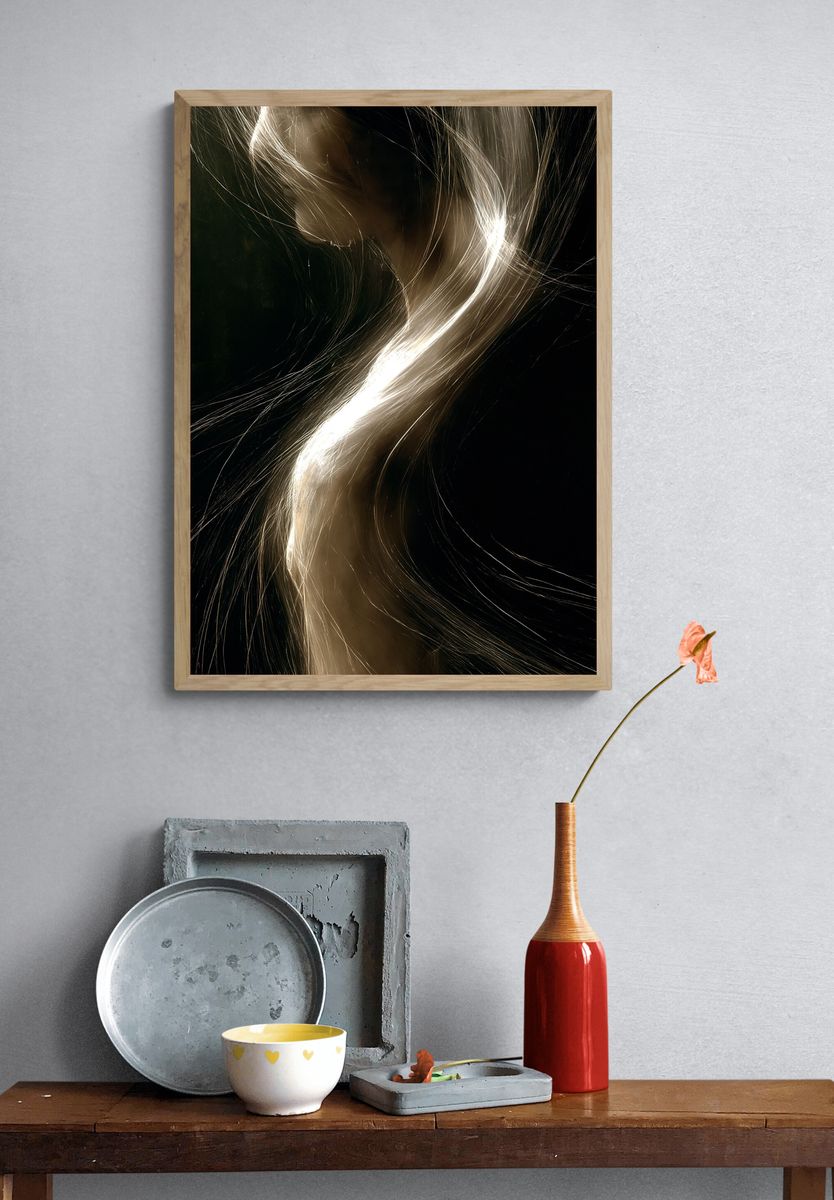 Golden Light Abstract Poster. — room view 3