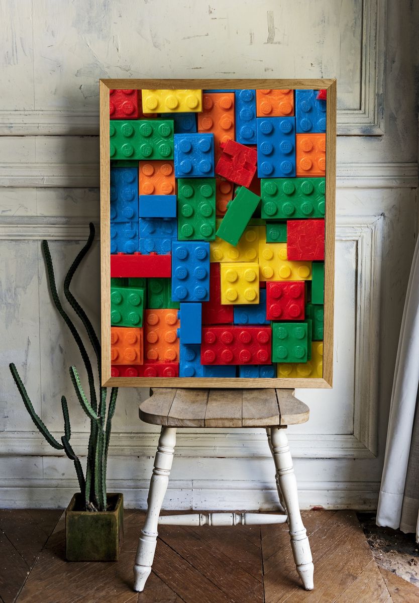 Colorful LEGO Bricks Abstract Poster. room preview