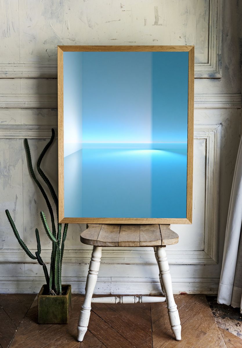 Blue Light Abstract Poster. — room view 1