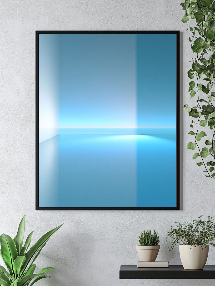 Blue Light Abstract Poster. — room view 4