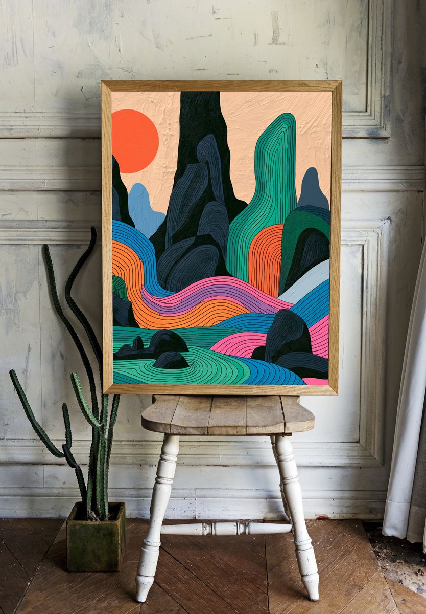 Colorful Abstract Landscape Poster. room preview