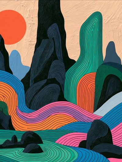Colorful Abstract Landscape Poster.