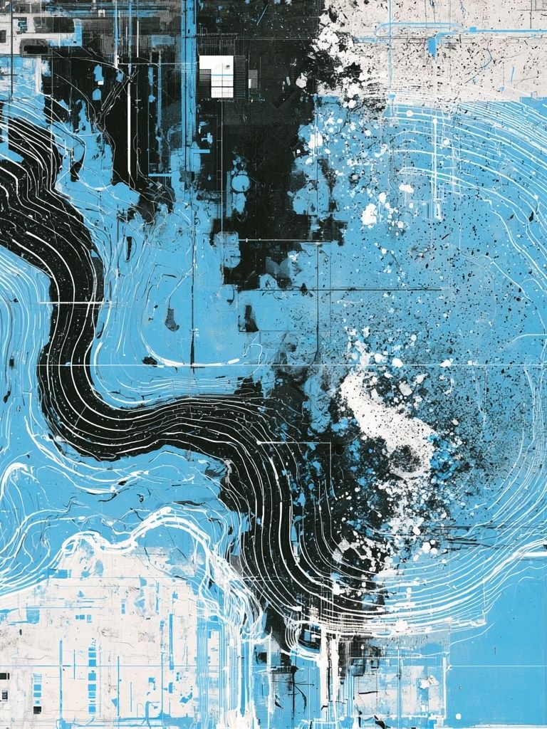Blue Flow Abstract Poster. poster detail