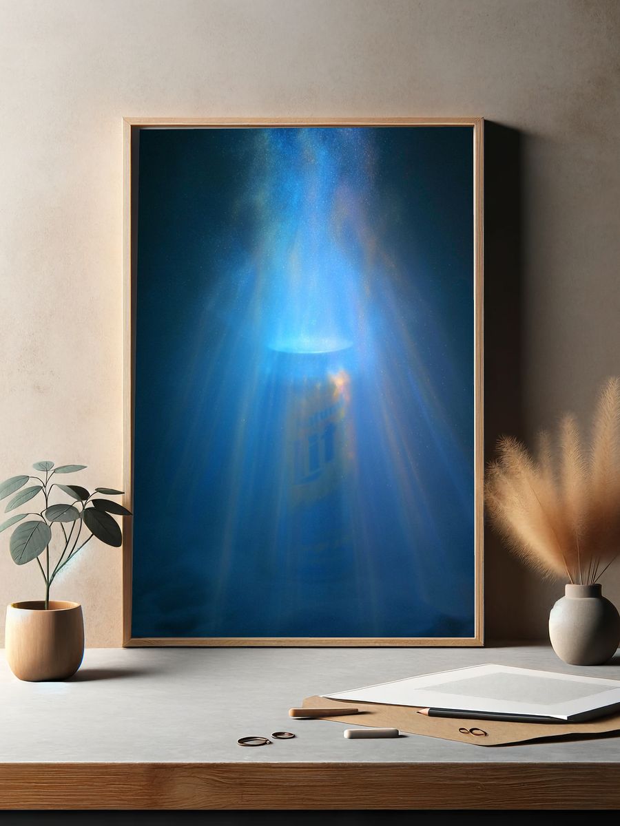 Blue Light Beam Abstract Poster. — room view 2