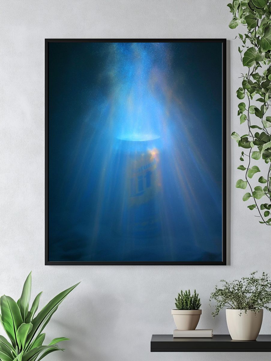 Blue Light Beam Abstract Poster. — room view 4