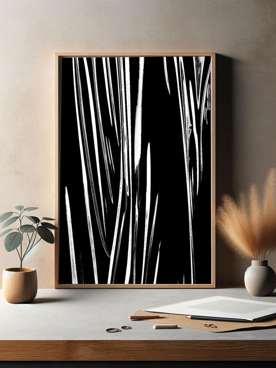 Abstract Black and White Lines Poster. — room view 2