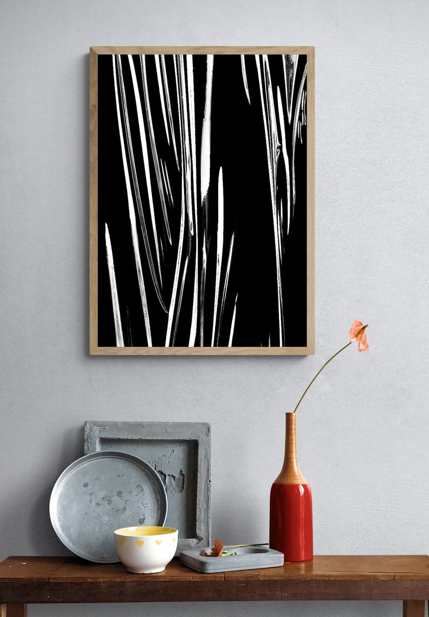 Abstract Black and White Lines Poster. — room view 3