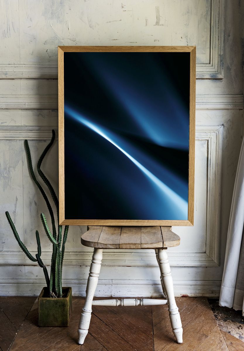 Blue Light Abstract Poster. — room view 1
