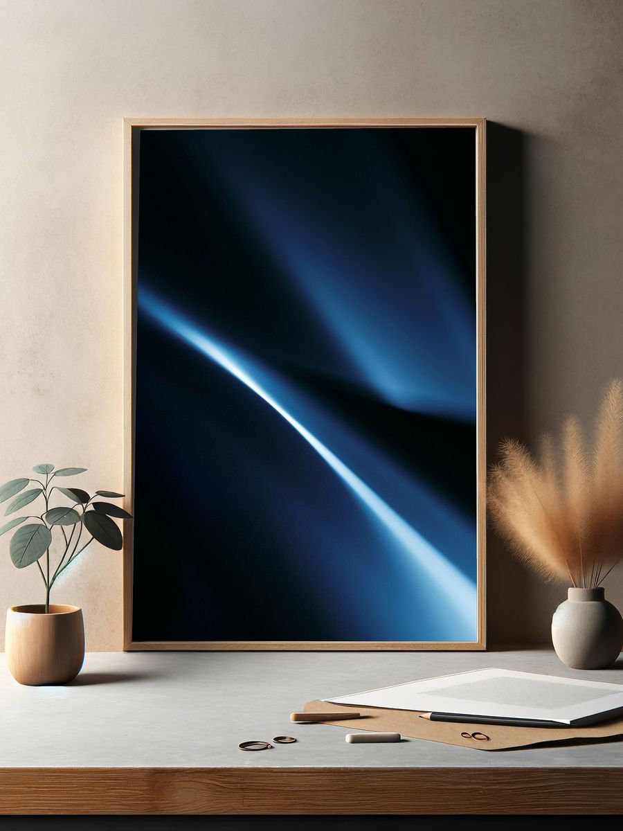 Blue Light Abstract Poster. — room view 2