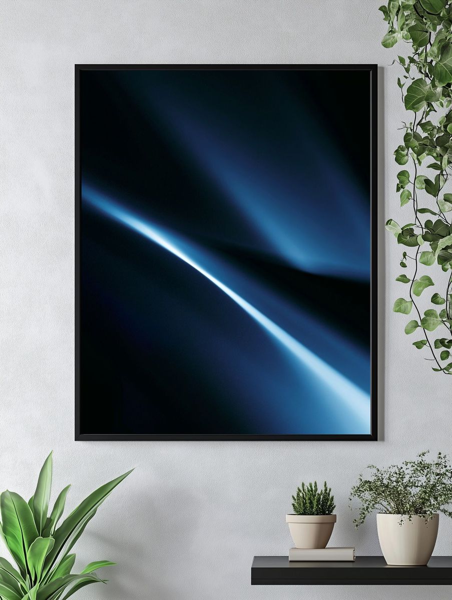 Blue Light Abstract Poster. — room view 4