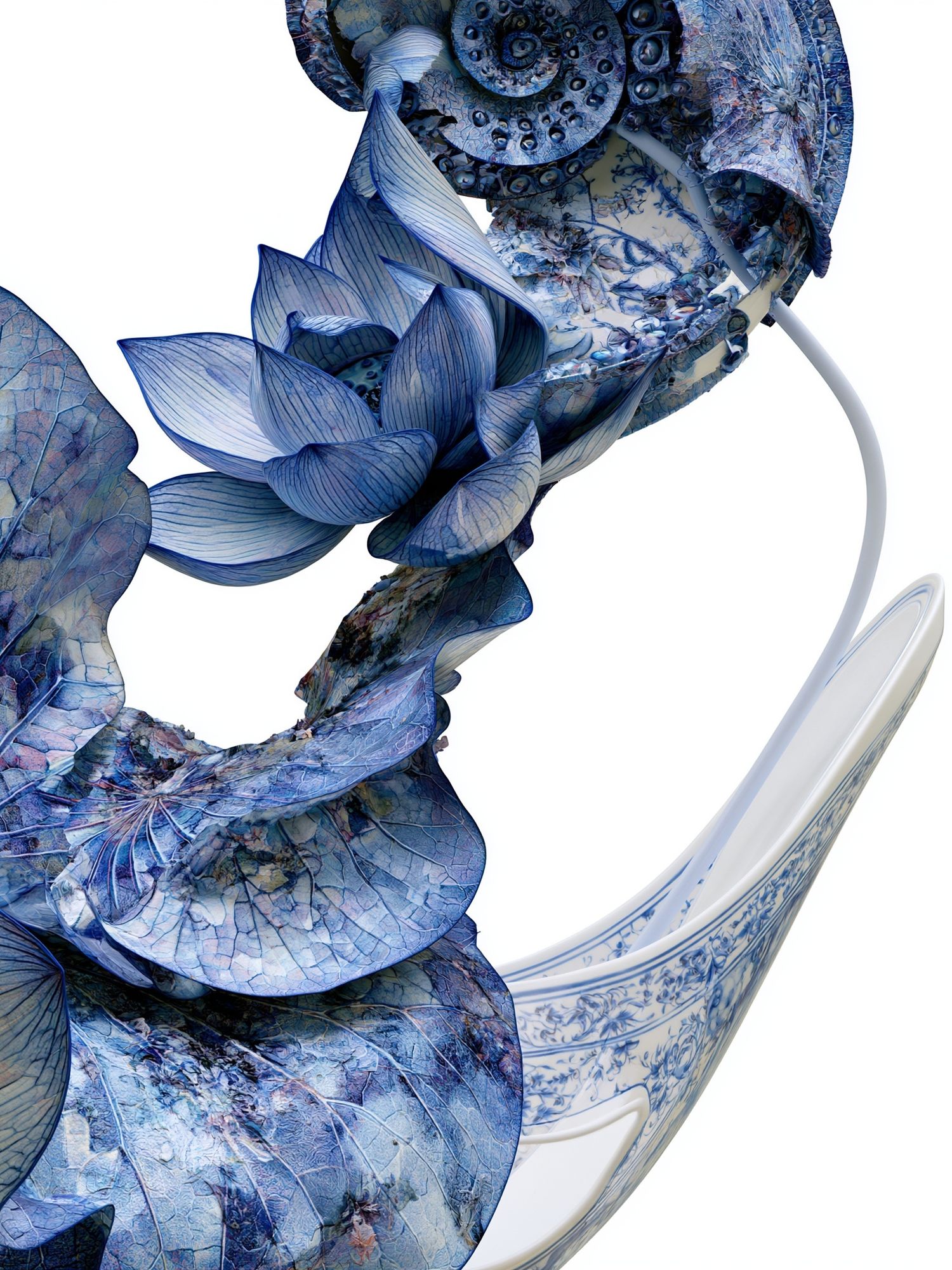 Blue Lotus Porcelain Abstract Poster. poster — abstract art