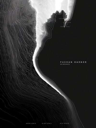 Fushan Harbor Abstract Map Print.