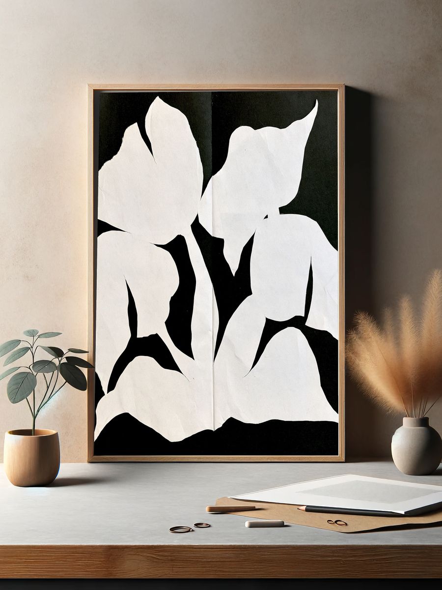White Paper Cutout Abstract Poster. — room view 2