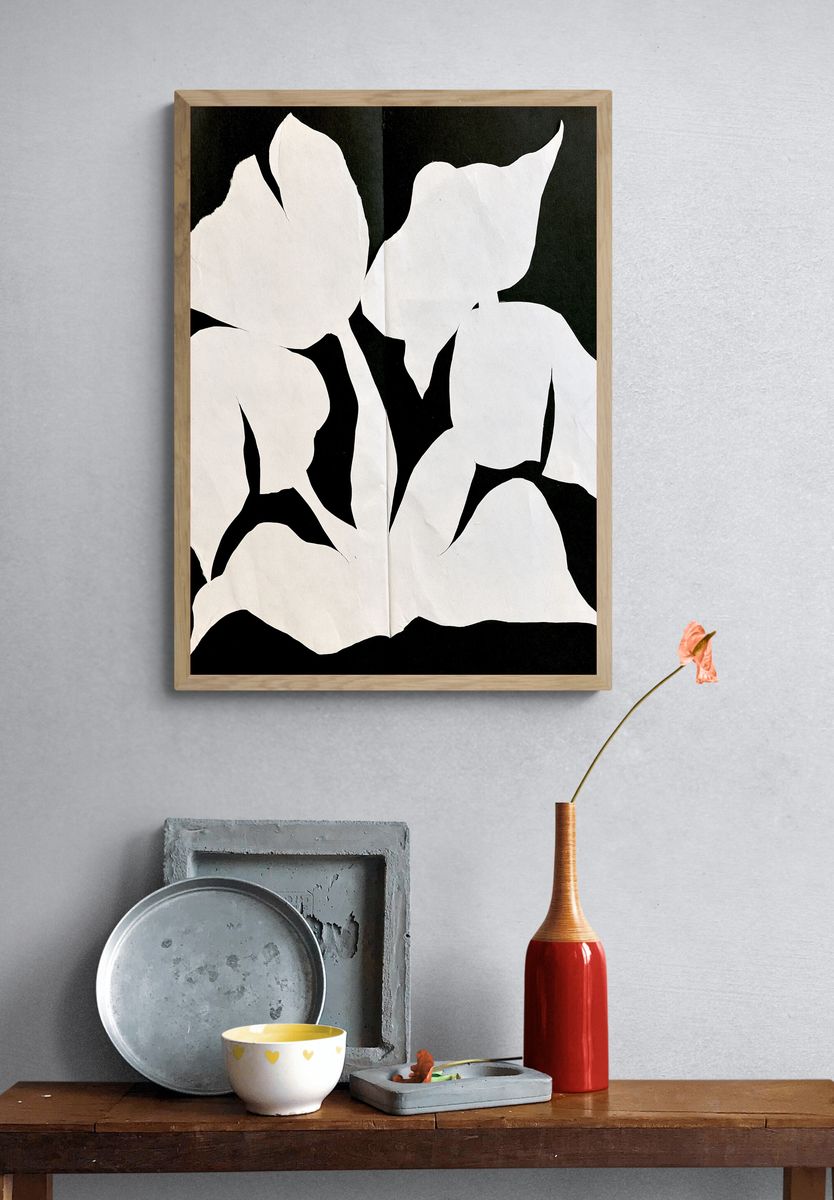 White Paper Cutout Abstract Poster. — room view 3