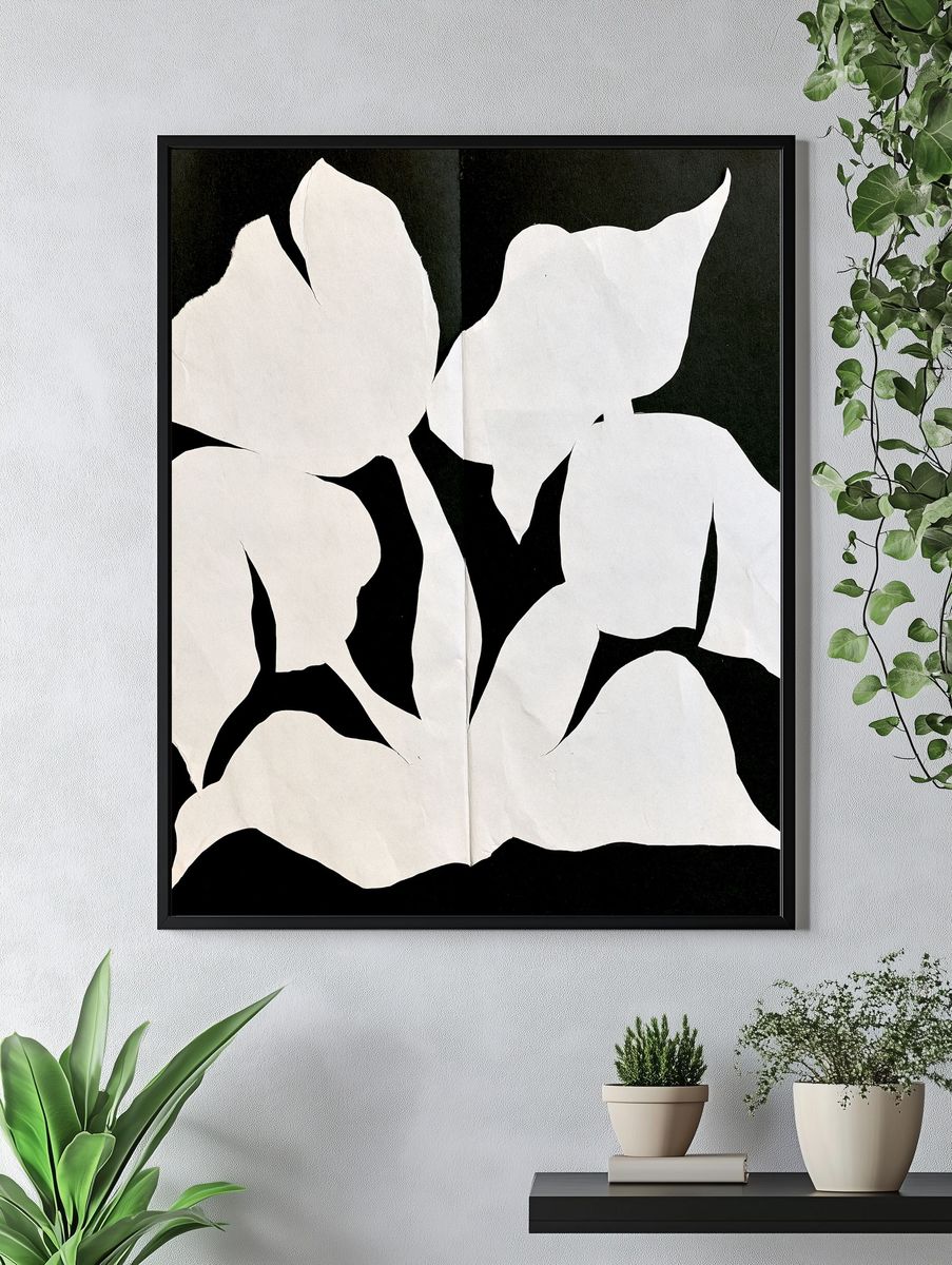 White Paper Cutout Abstract Poster. — room view 4
