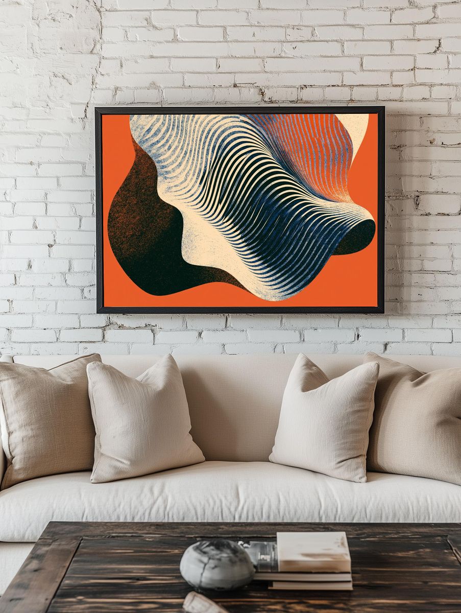 Orange Wave Abstract Poster. — room view 1