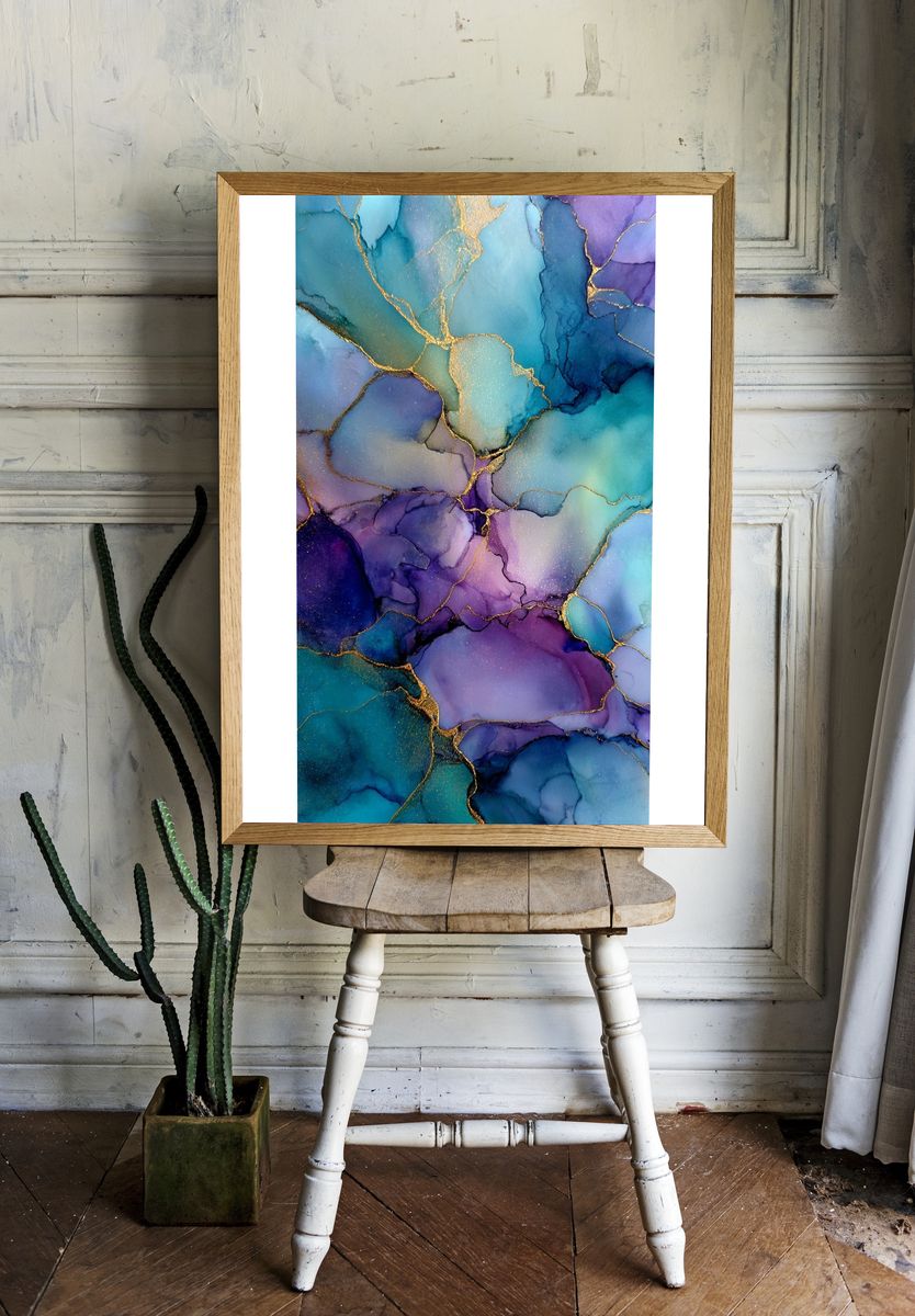 Azure Violet Marble Abstract Poster. room preview