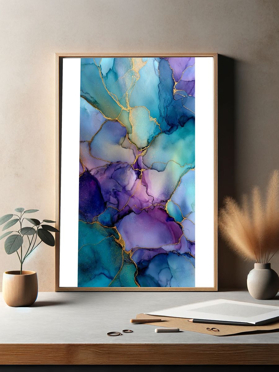 Azure Violet Marble Abstract Poster. — room view 2