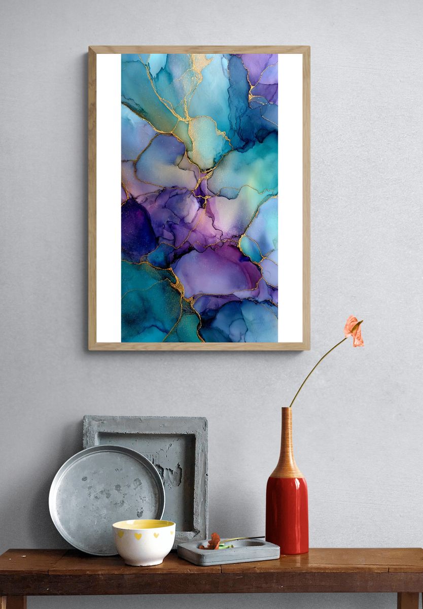 Azure Violet Marble Abstract Poster. — room view 3