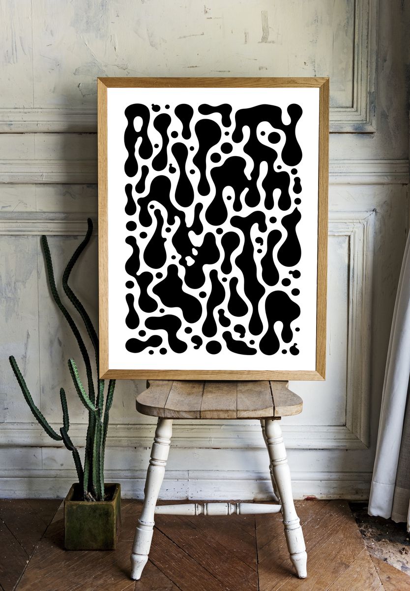Black Organic Blob Abstract Poster. room preview