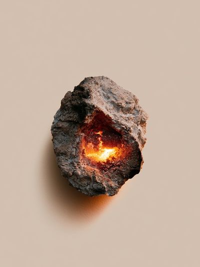 Glowing Ember Rock Minimalist Print. poster