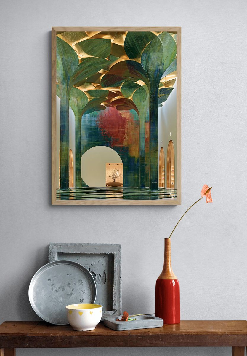 Abstract Botanical Atrium Print. — room view 3