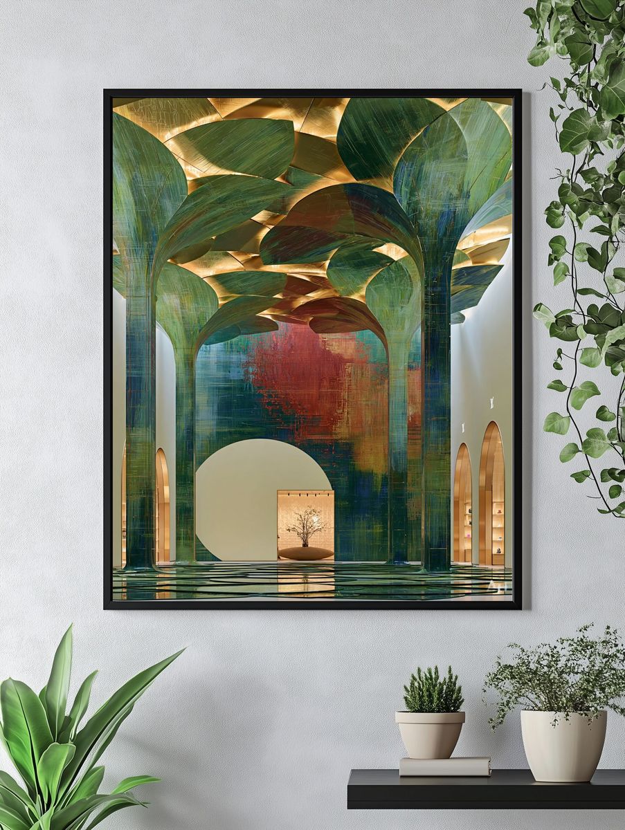 Abstract Botanical Atrium Print. — room view 4