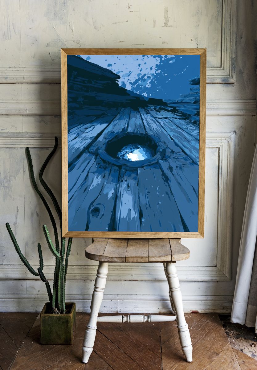 Blue Wooden Texture Abstract Print. room preview
