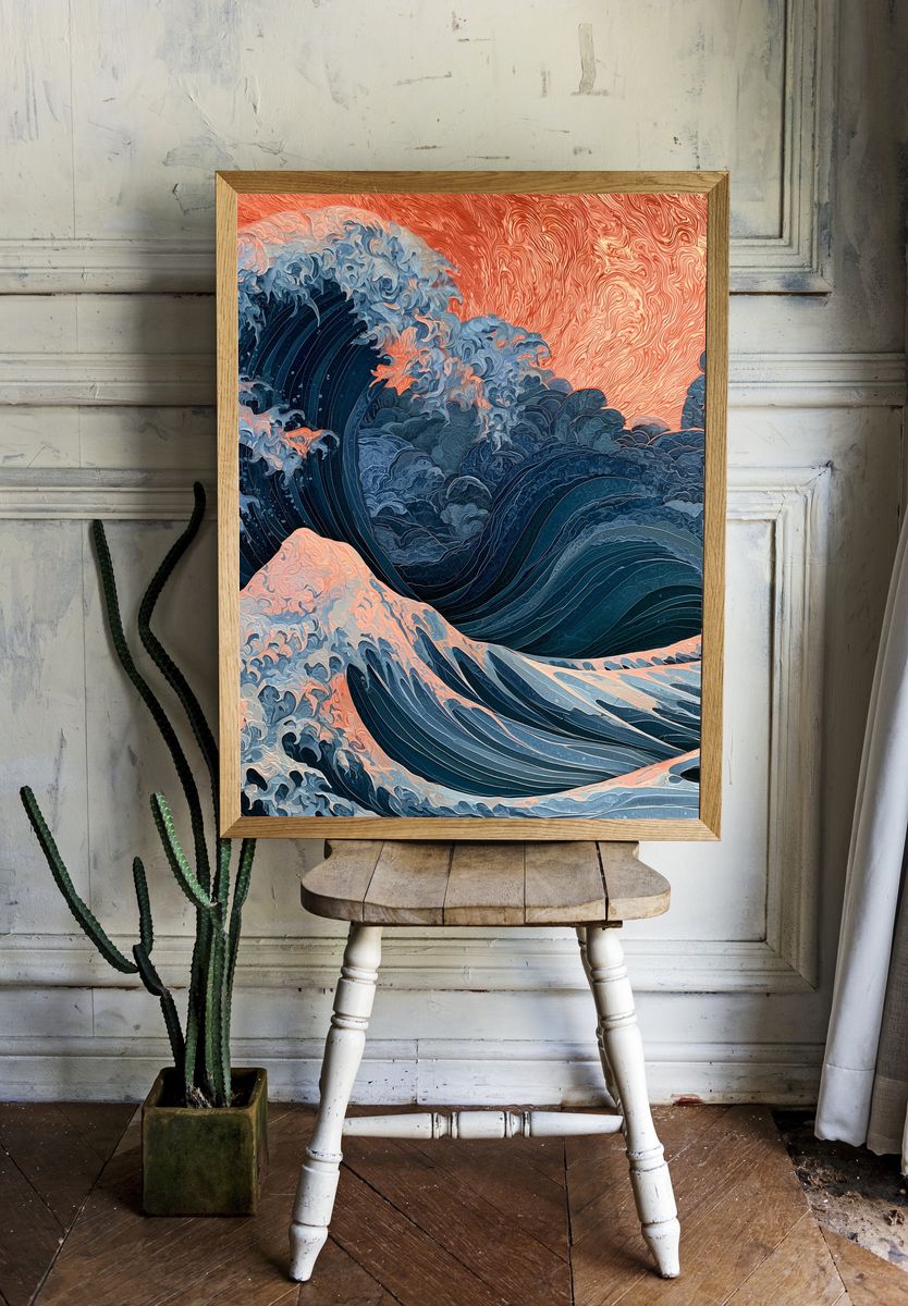 Ocean Wave Abstract Poster. room preview