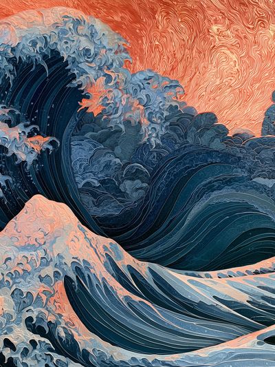 Ocean Wave Abstract Poster.