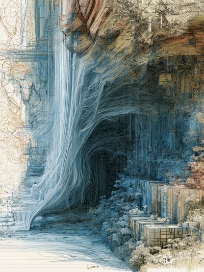 Dreamlike Waterfall Abstract Print.