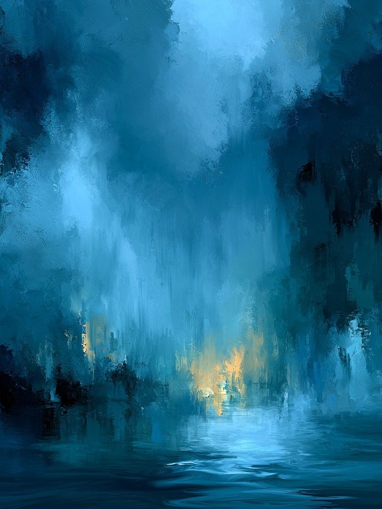 Blue Misty Canyon Abstract Print. poster — abstract art