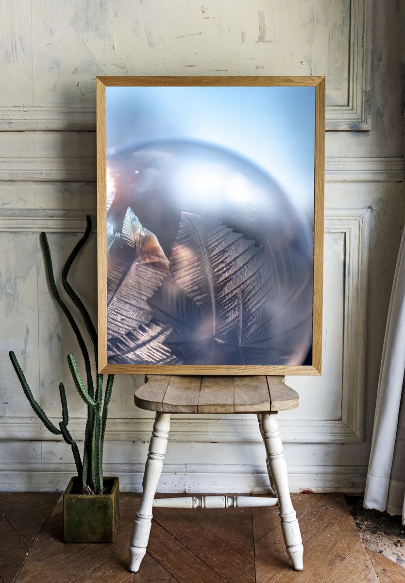 Frosted Feather Orb Abstract Poster. — room view 1