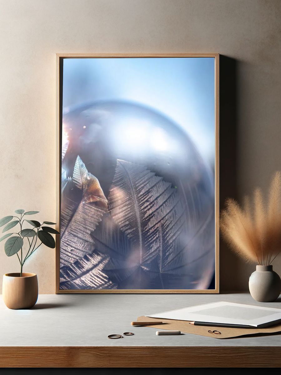 Frosted Feather Orb Abstract Poster. — room view 2