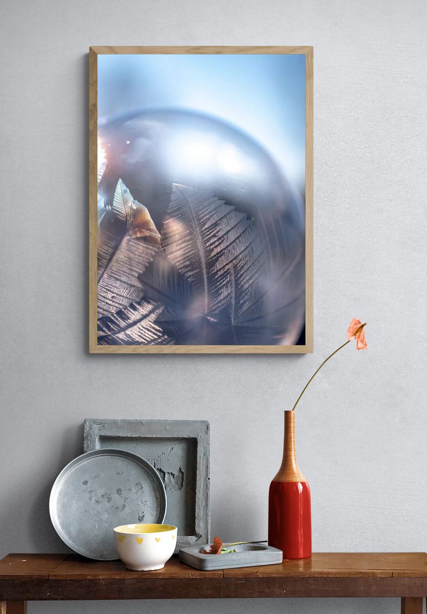 Frosted Feather Orb Abstract Poster. — room view 3