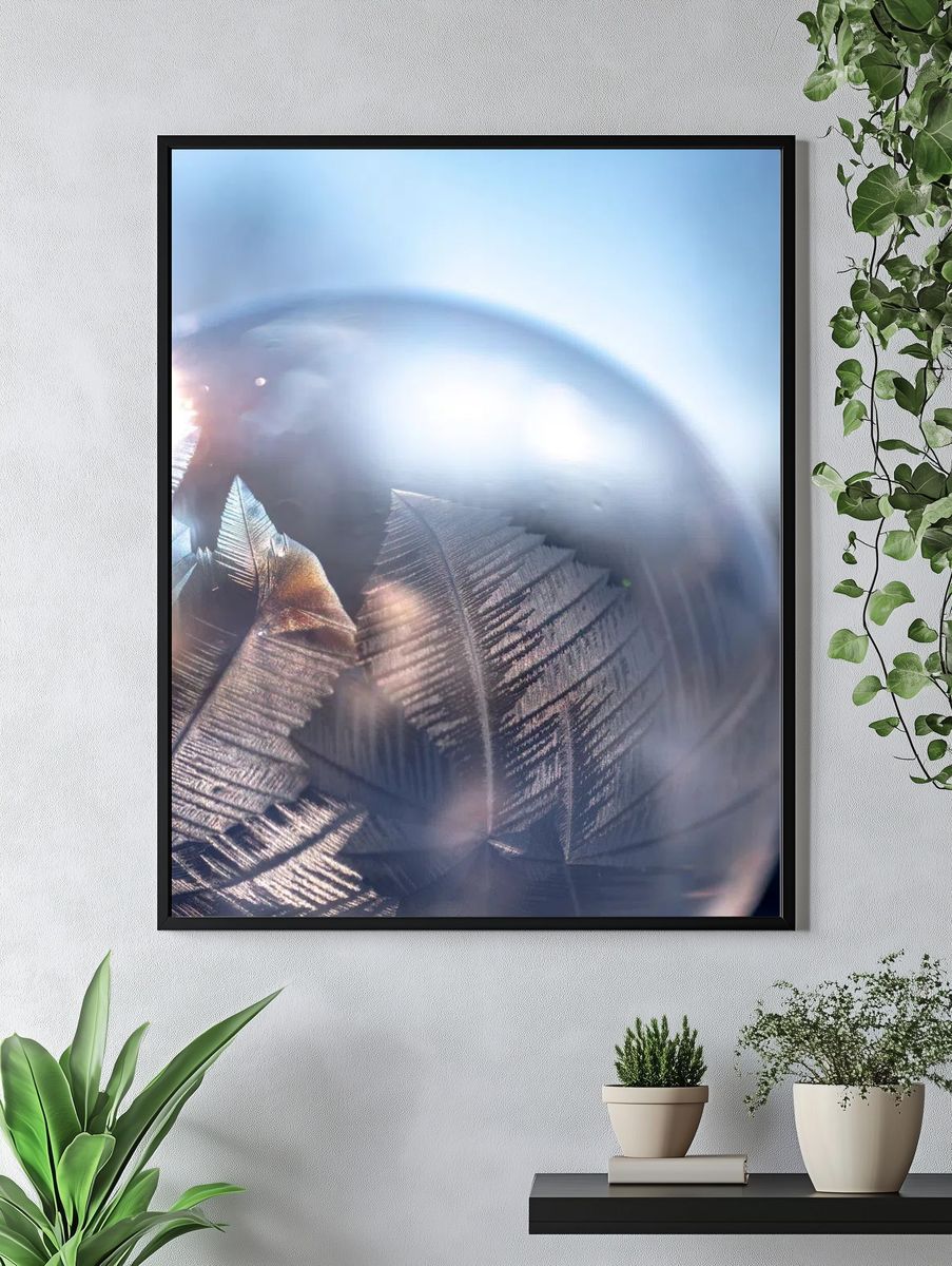 Frosted Feather Orb Abstract Poster. — room view 4