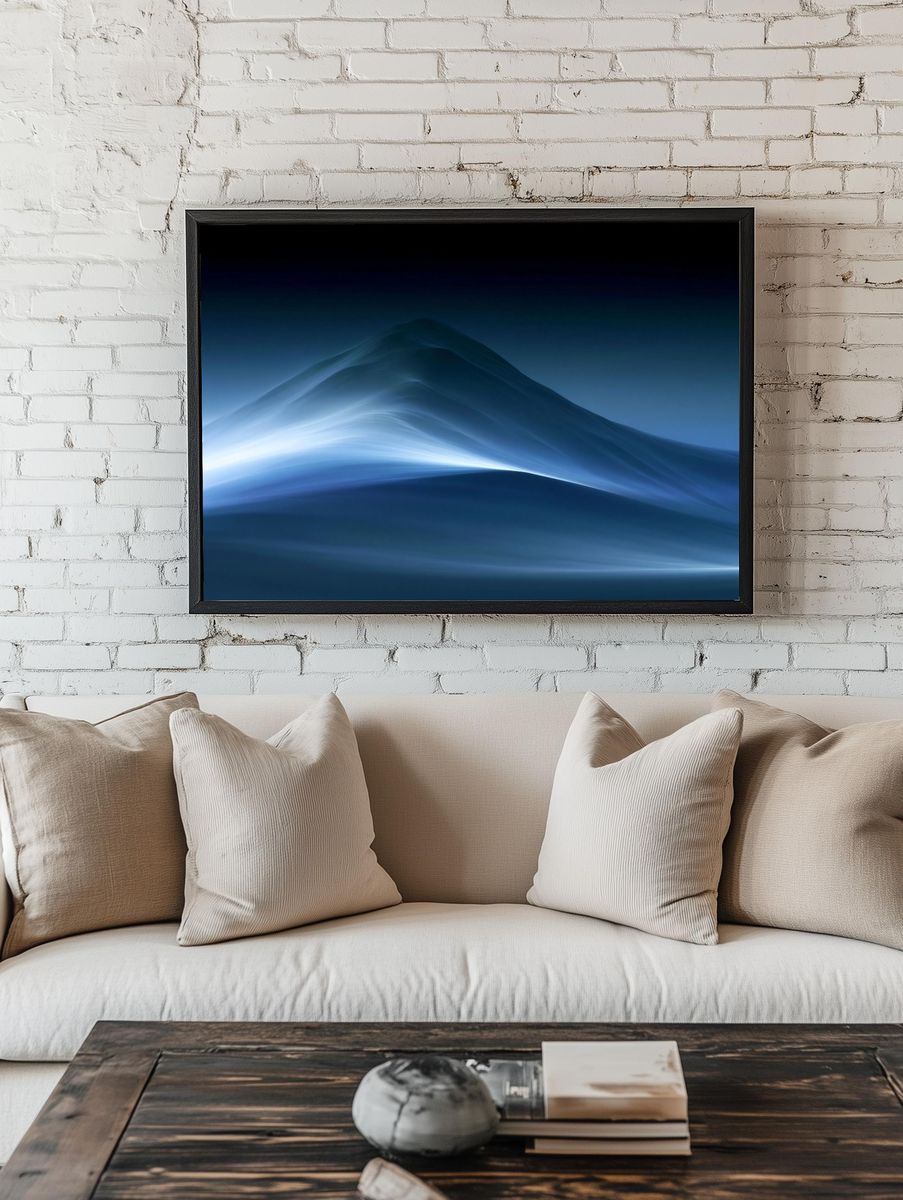 Blue Misty Mountain Abstract Poster. room preview
