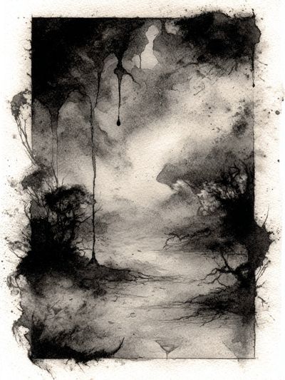 Monochrome Ink Wash Abstract Poster. poster