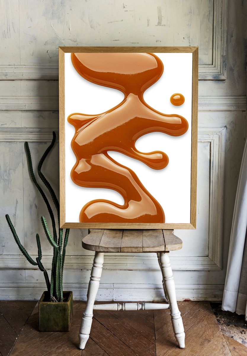 Amber Liquid Abstract Poster. room preview