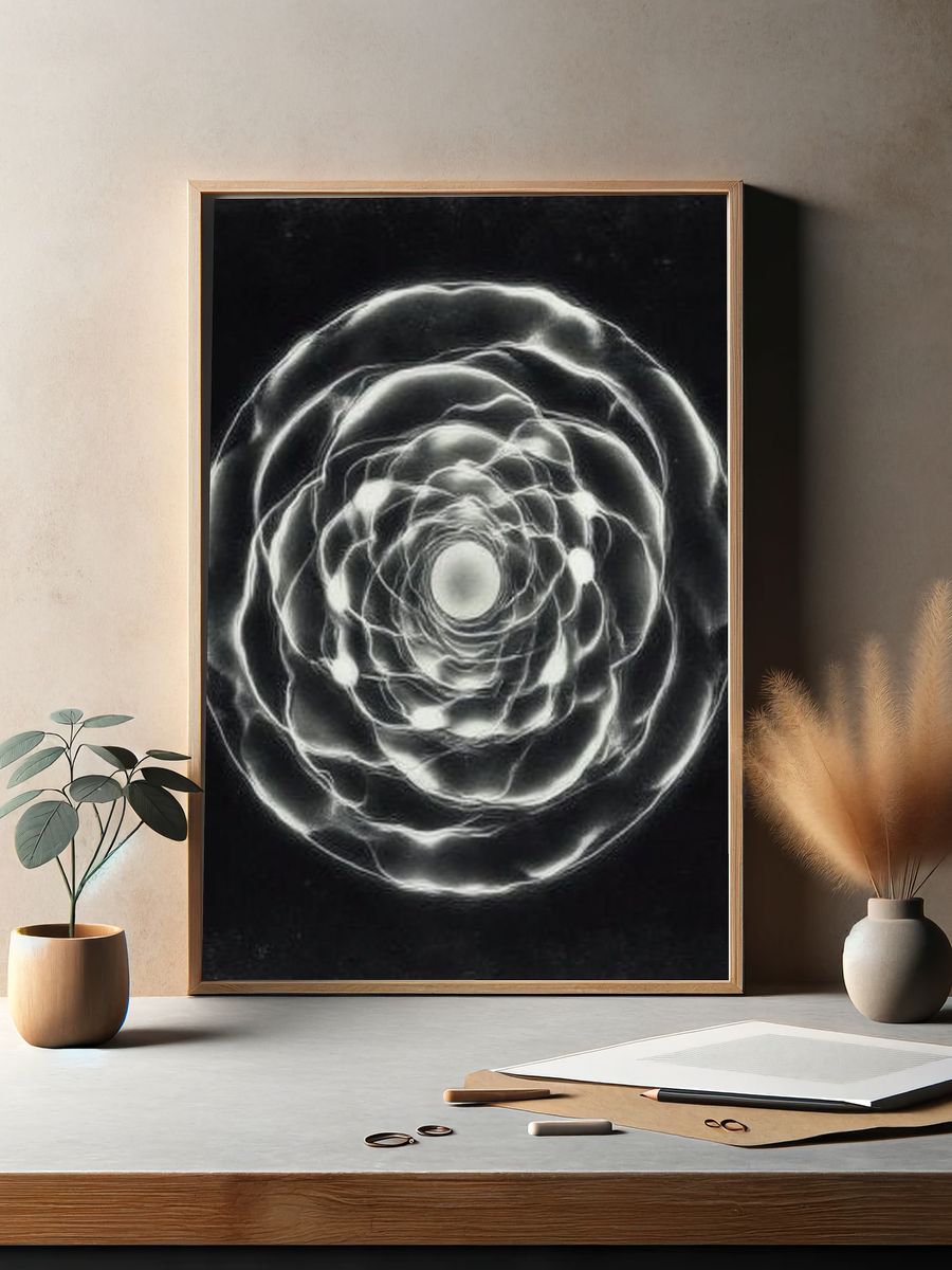 Monochrome Orbital Abstract Poster. — room view 2