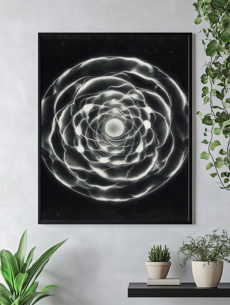 Monochrome Orbital Abstract Poster. — room view 4