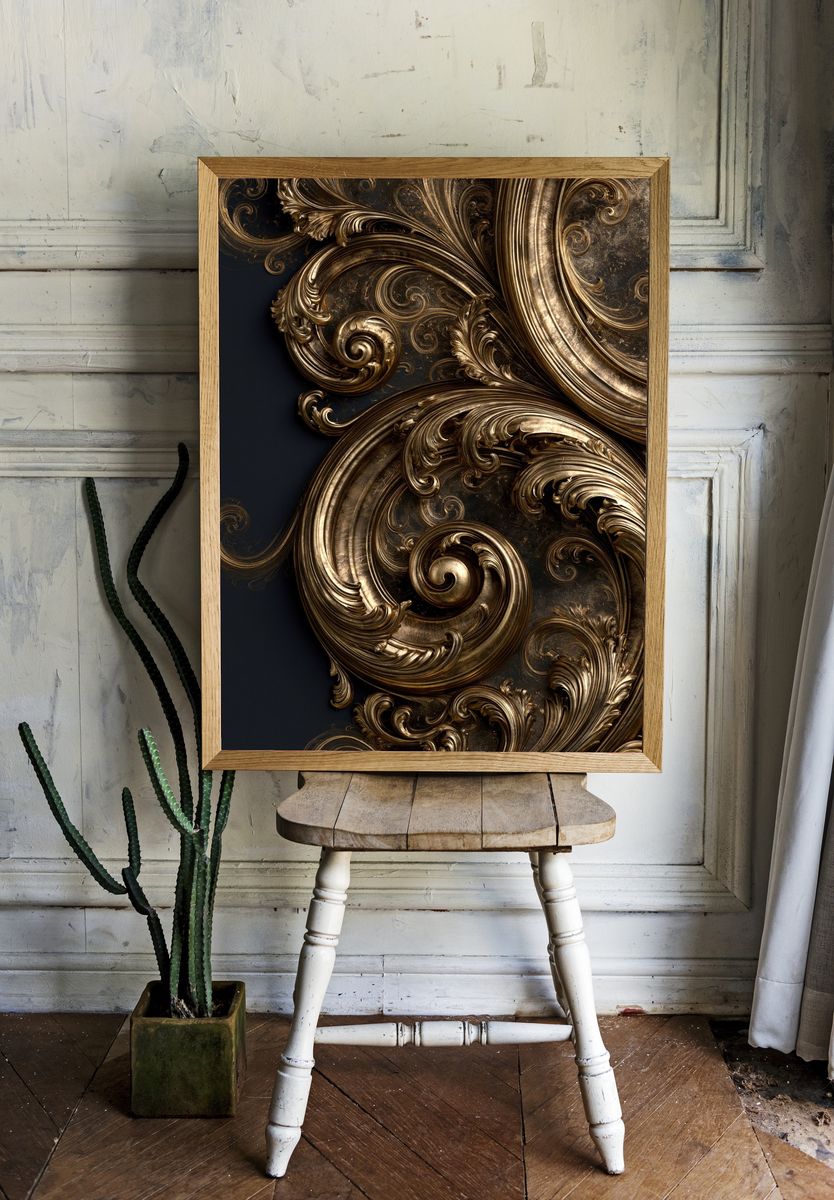 Baroque Gold Ornamental Abstract Poster. room preview