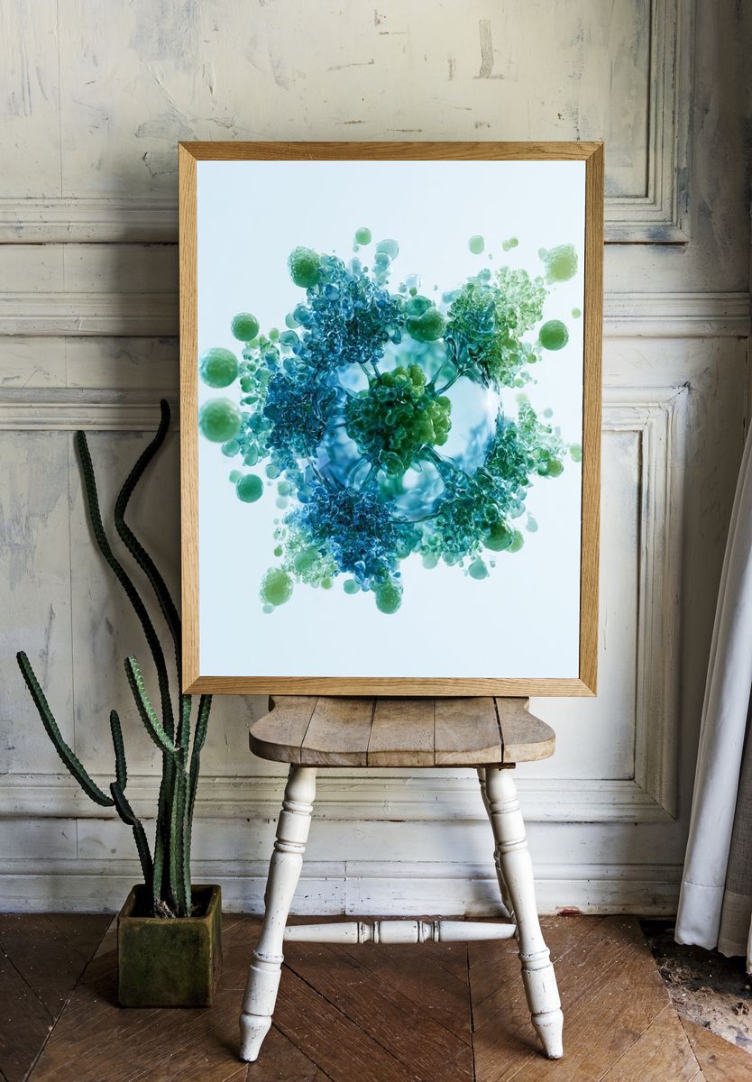 Blue Green Abstract Orb Poster. room preview