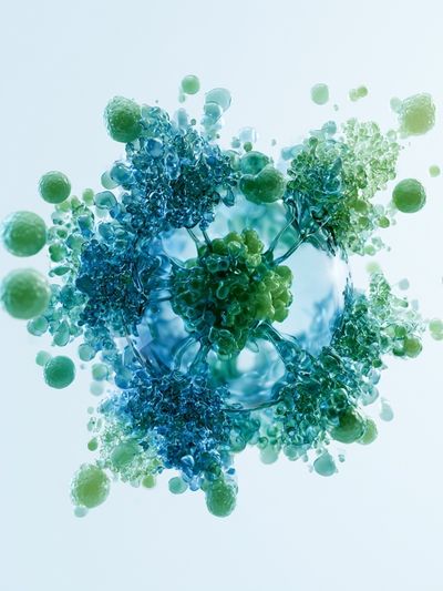 Blue Green Abstract Orb Poster.