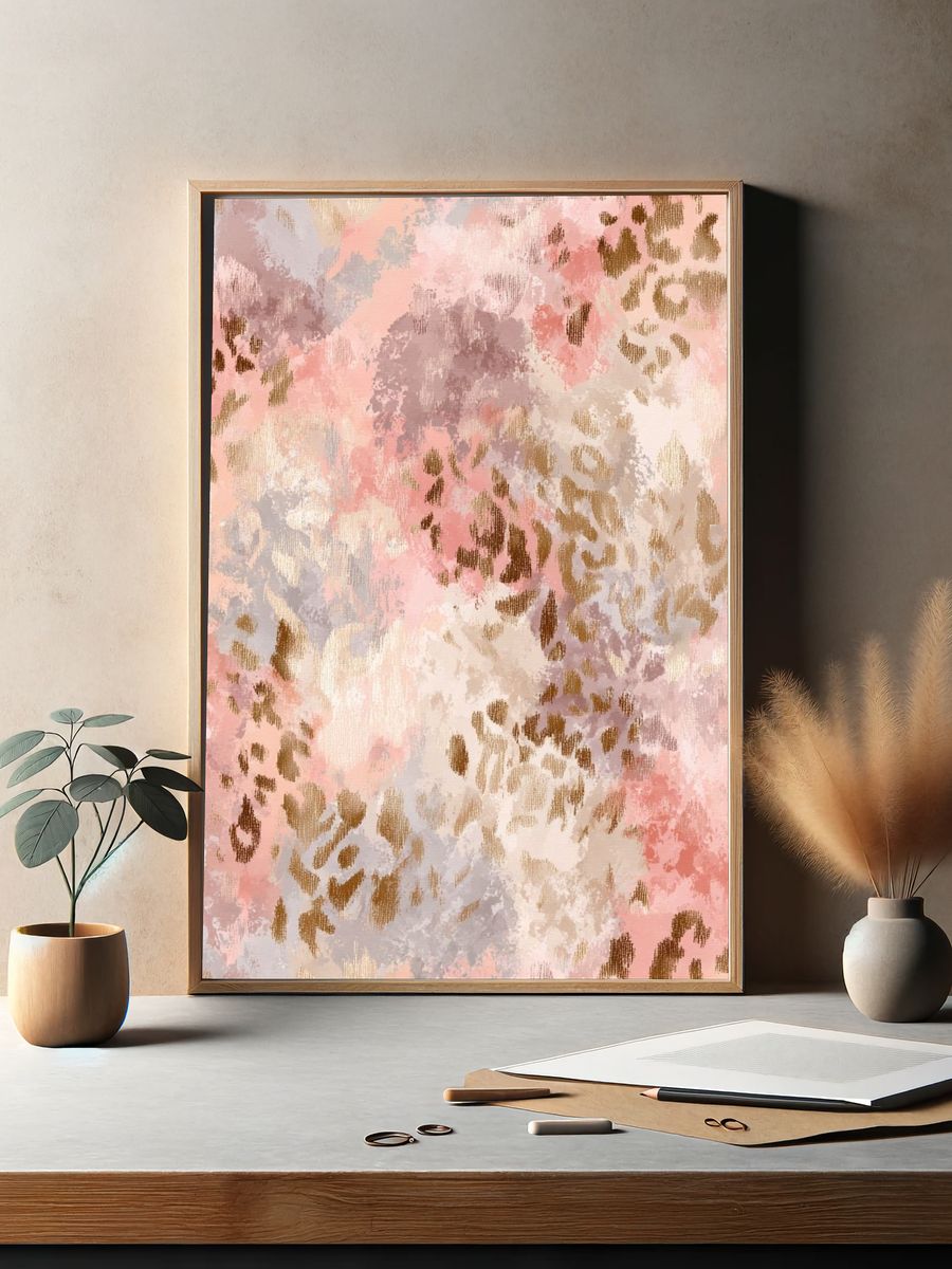Blush Leopard Abstract Print. — room view 2