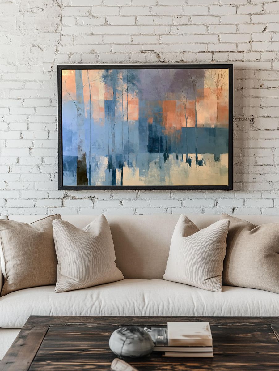 Misty Forest Abstract Print. — room view 1