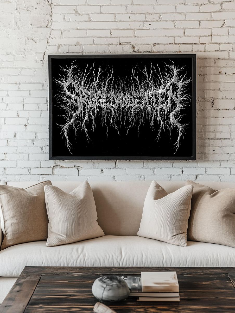 Twisted Root Network Black-White Print. room preview